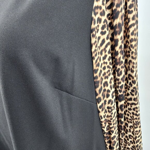 Tommy Hilfiger Womens Plus 22W Black Dress Leopard Print Collar Sheer Sleeve - Picture 9 of 12